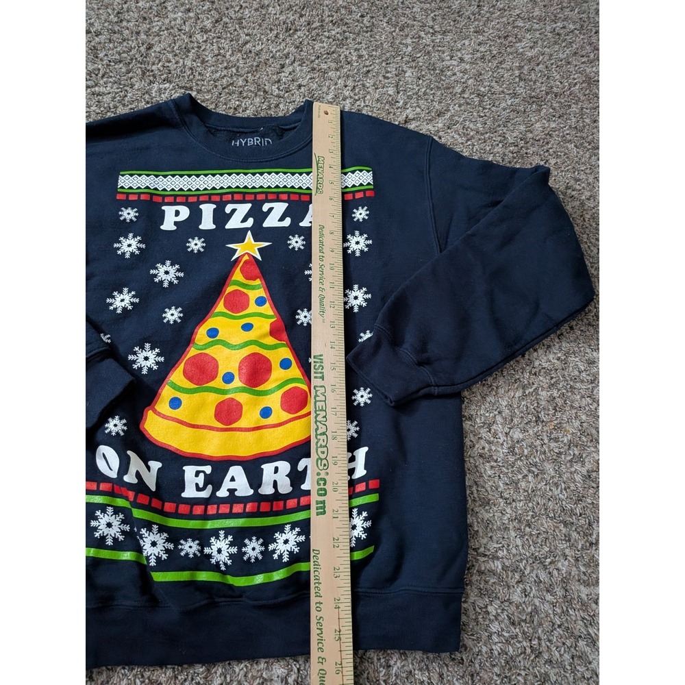 Pizza On Earth Christmas Sweater Sweatshirt Black Small Adult Hybrid - Picture 5 of 8